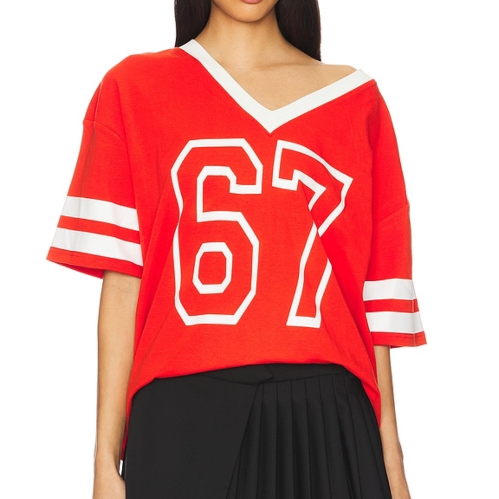 Red V-Neck Sports Top